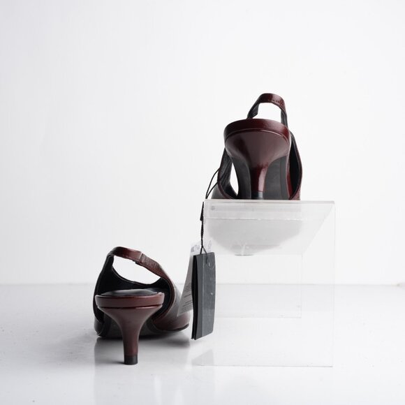 Massimo Dutti Womens Leather Slingback Heels Burgundy Red US 9 EU 40 New - Picture 6 of 8